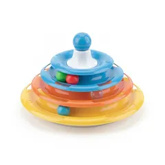 Three-tier turntable ball toy for indoor cats
